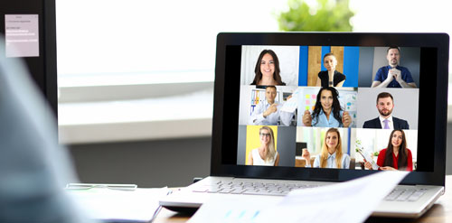 computer screen showing people in virtual meeting